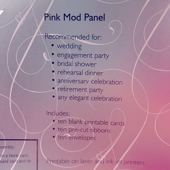 BNIB VINTAGE MODERN FLORAL & PINK PANEL INVITATIONS WITH POLKA RIBBONS 3 SETS/30 - Picture 5 of 8